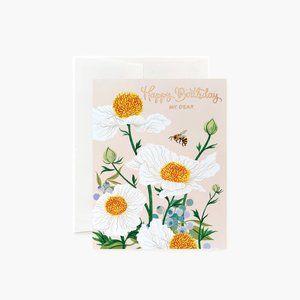 SET OF 3 Happy Birthday Poppies Floral Card Gold Foil
